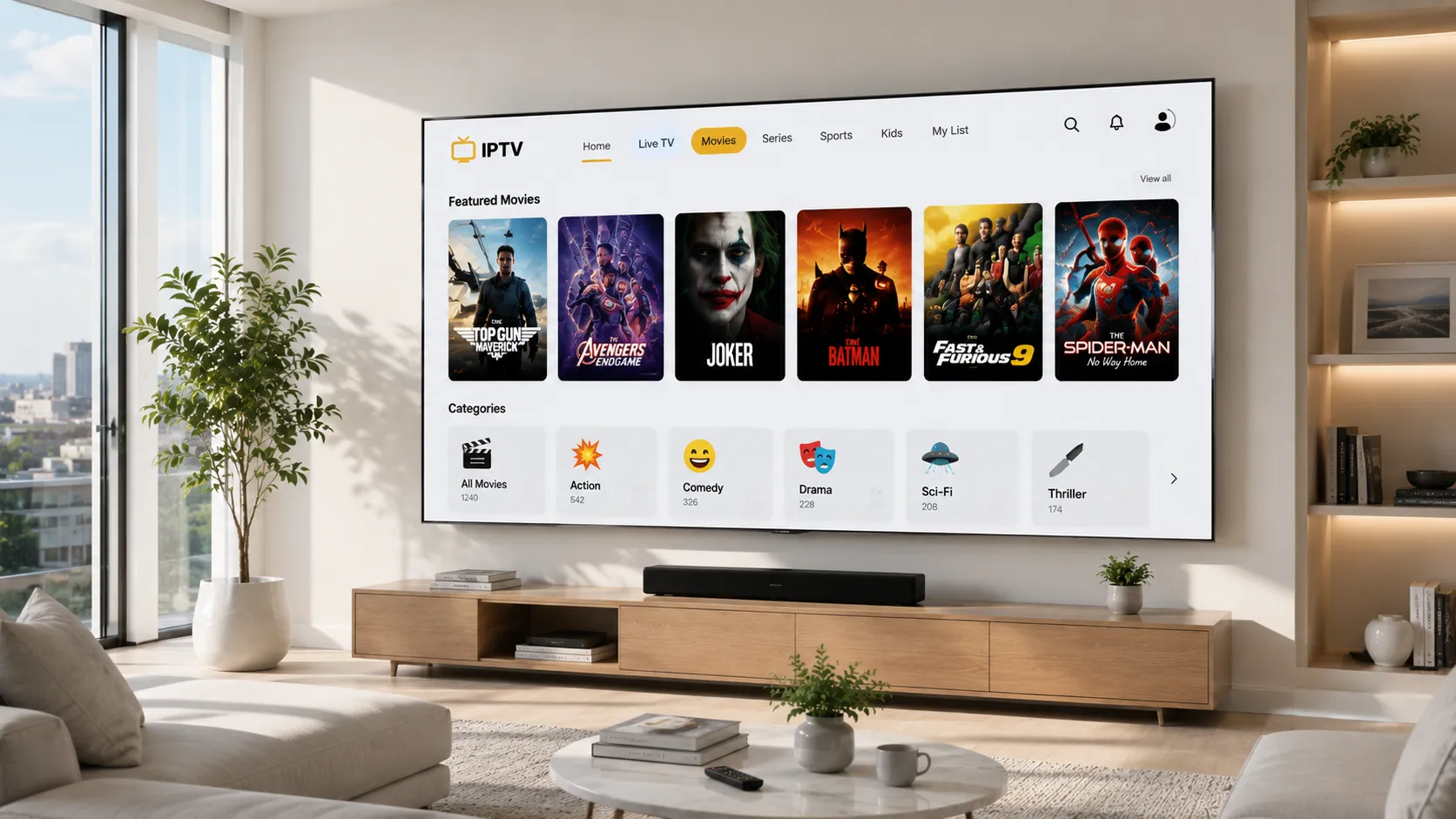 IPTV subscription comparison chart showing multi-device plans
